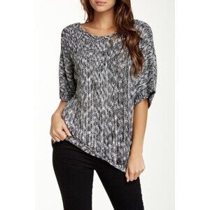 14th Union Women's Blck And White Boxy Marl Pullover Sweater Size Medium